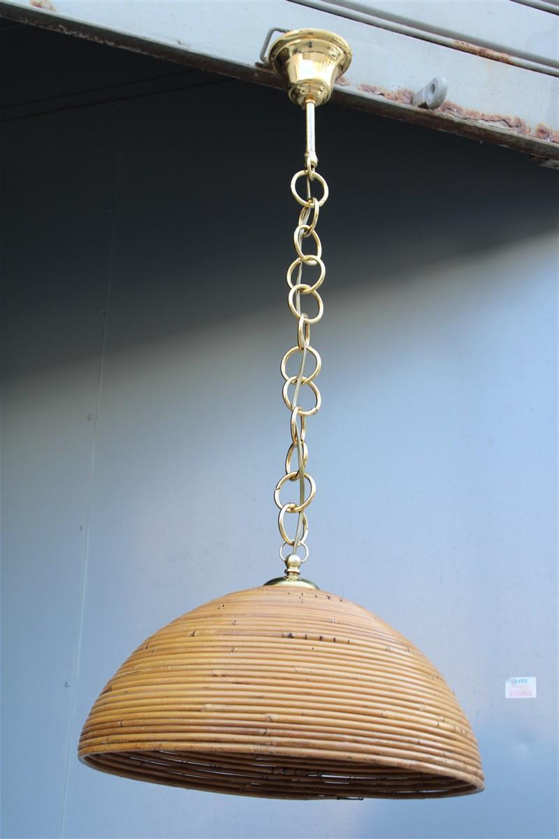 Italian Round  Bamboo Chandelier Brass Parts 1970s Made in Italy For Sale