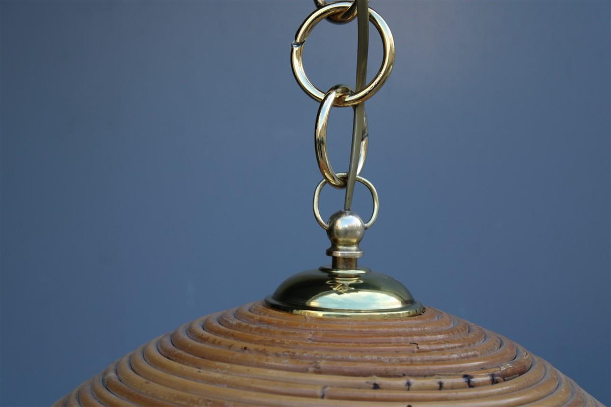 Round  Bamboo Chandelier Brass Parts 1970s Made in Italy For Sale 3