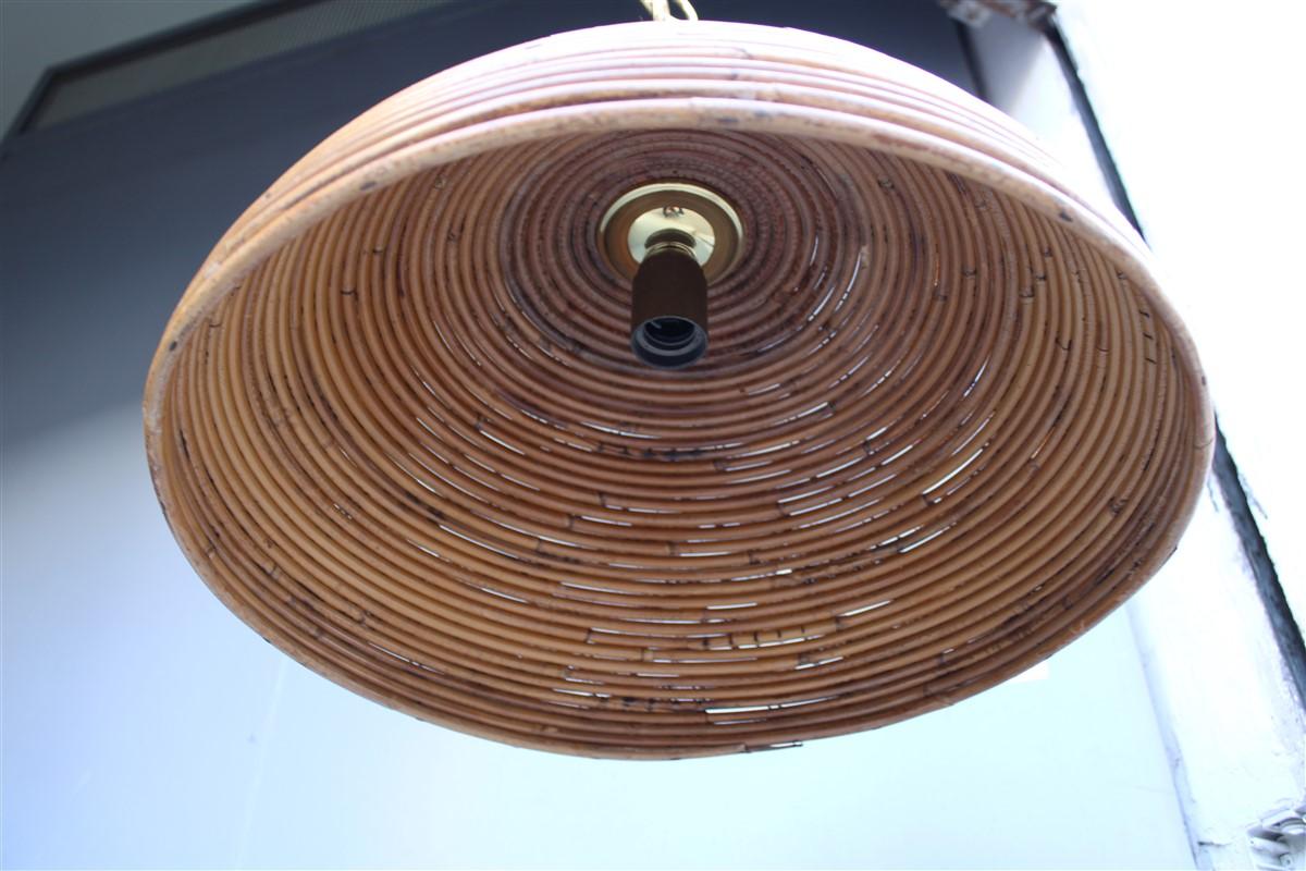 Round  Bamboo Chandelier Brass Parts 1970s Made in Italy For Sale 4