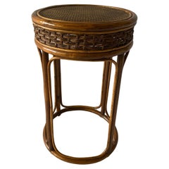 Round Bamboo End Table Rattan Side Table