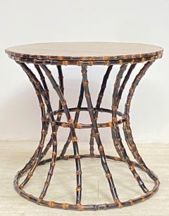 Round Bamboo Side / End Table, Mid 20th Century