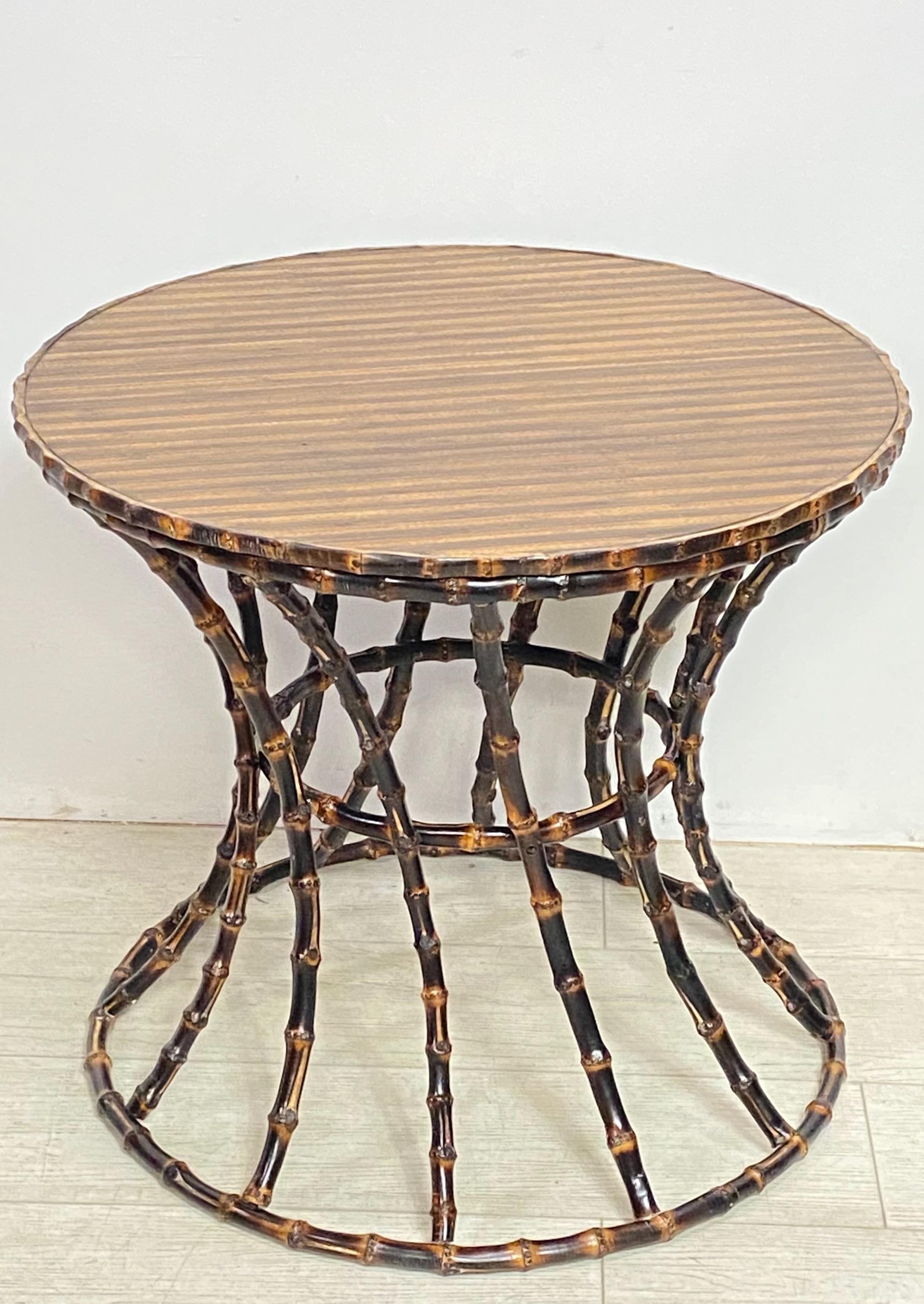 Round Bamboo Side / End Table, Mid 20th Century For Sale 2