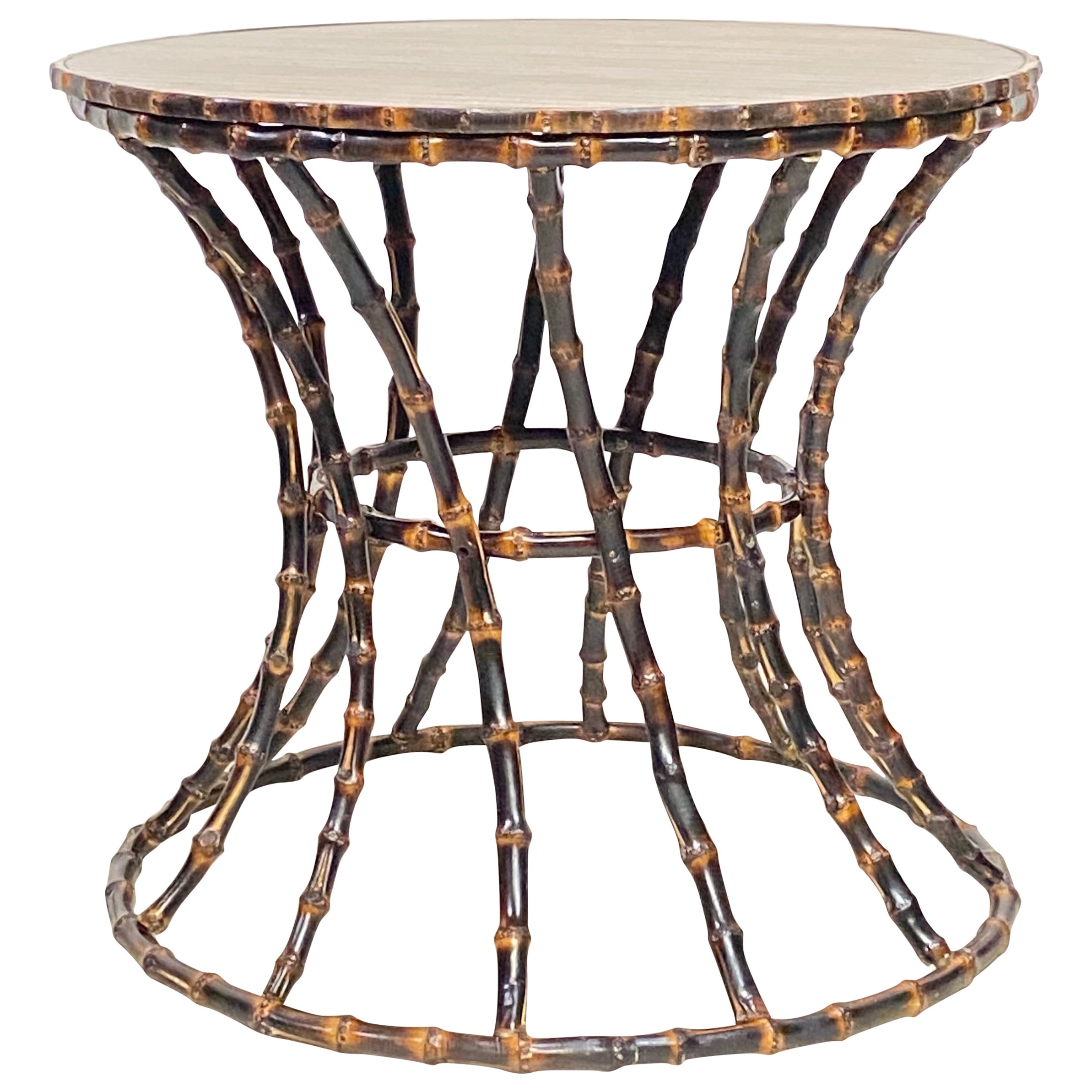 Round Bamboo Side / End Table, Mid 20th Century
