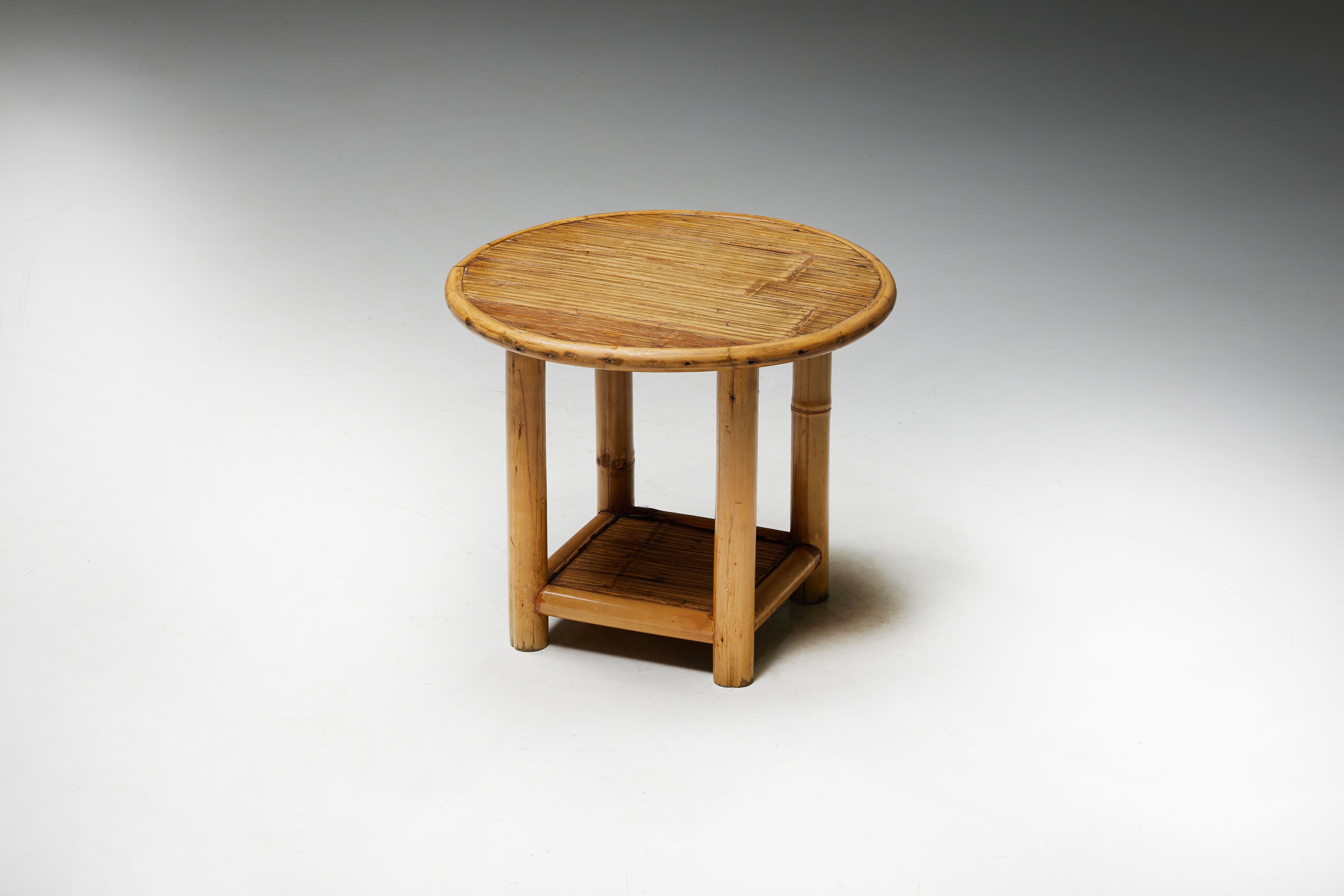 Round Bamboo Side Table, Italy, 1970s For Sale 4