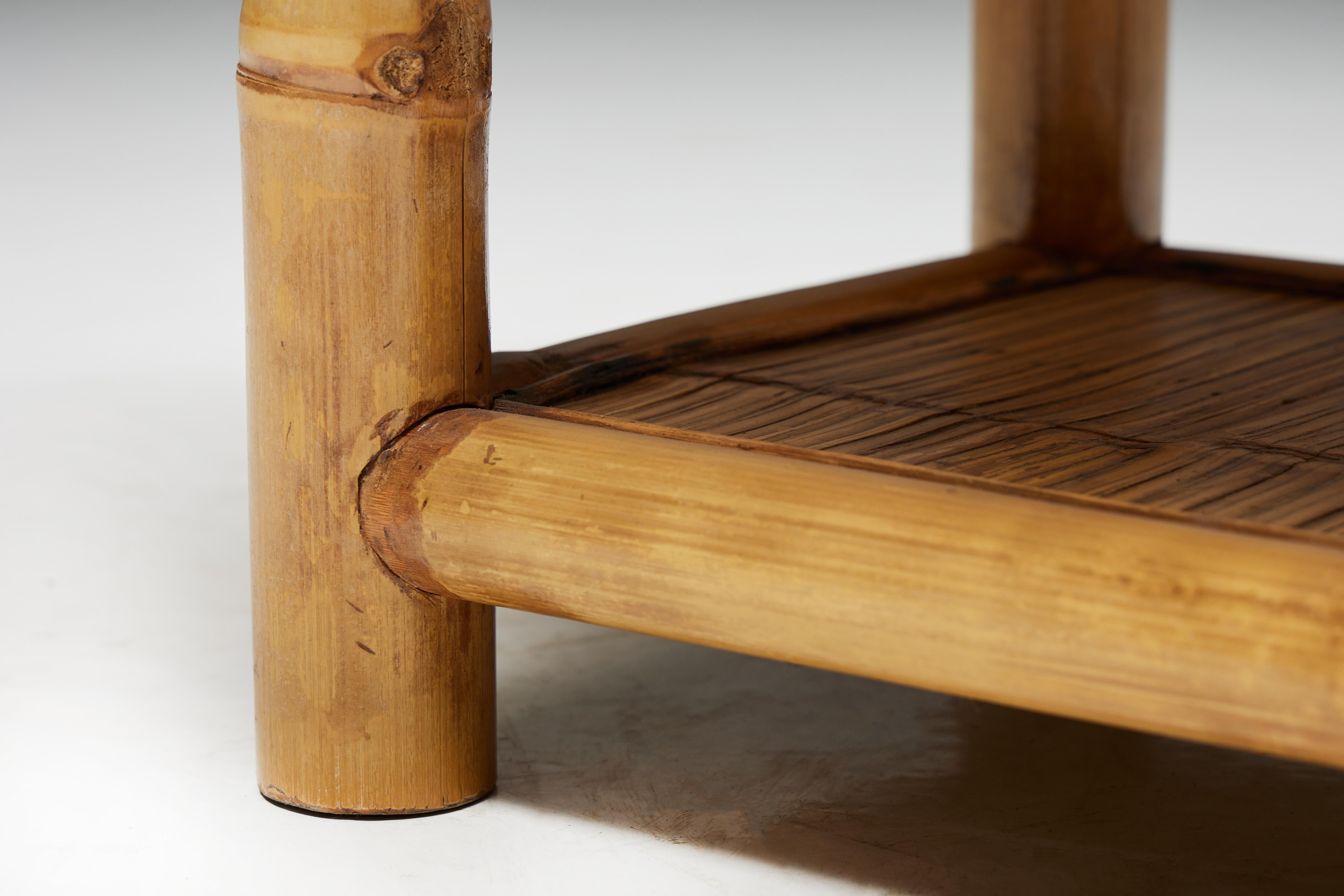 Round Bamboo Side Table, Italy, 1970s For Sale 2