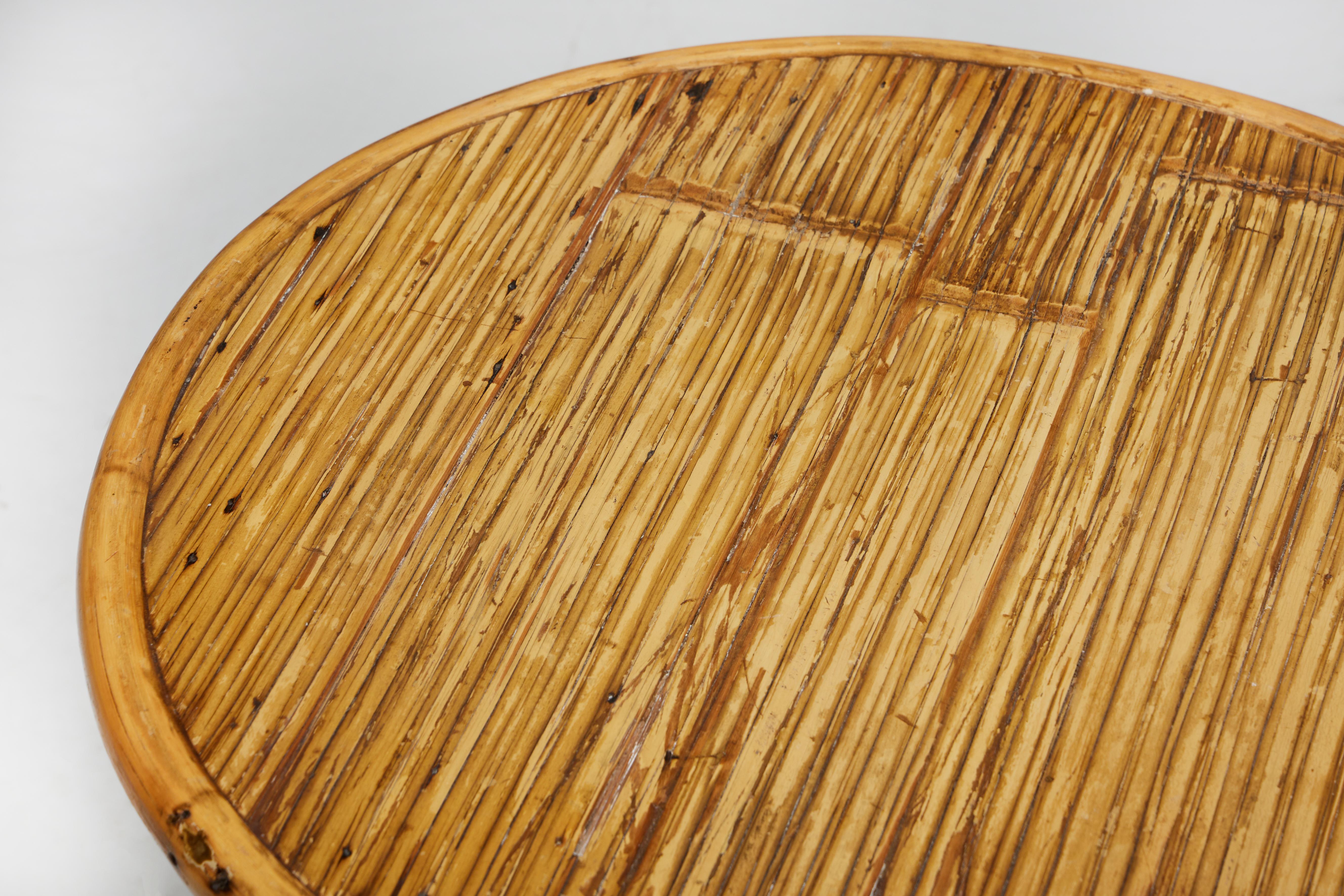 Round Bamboo Side Table, Italy, 1970s For Sale 3