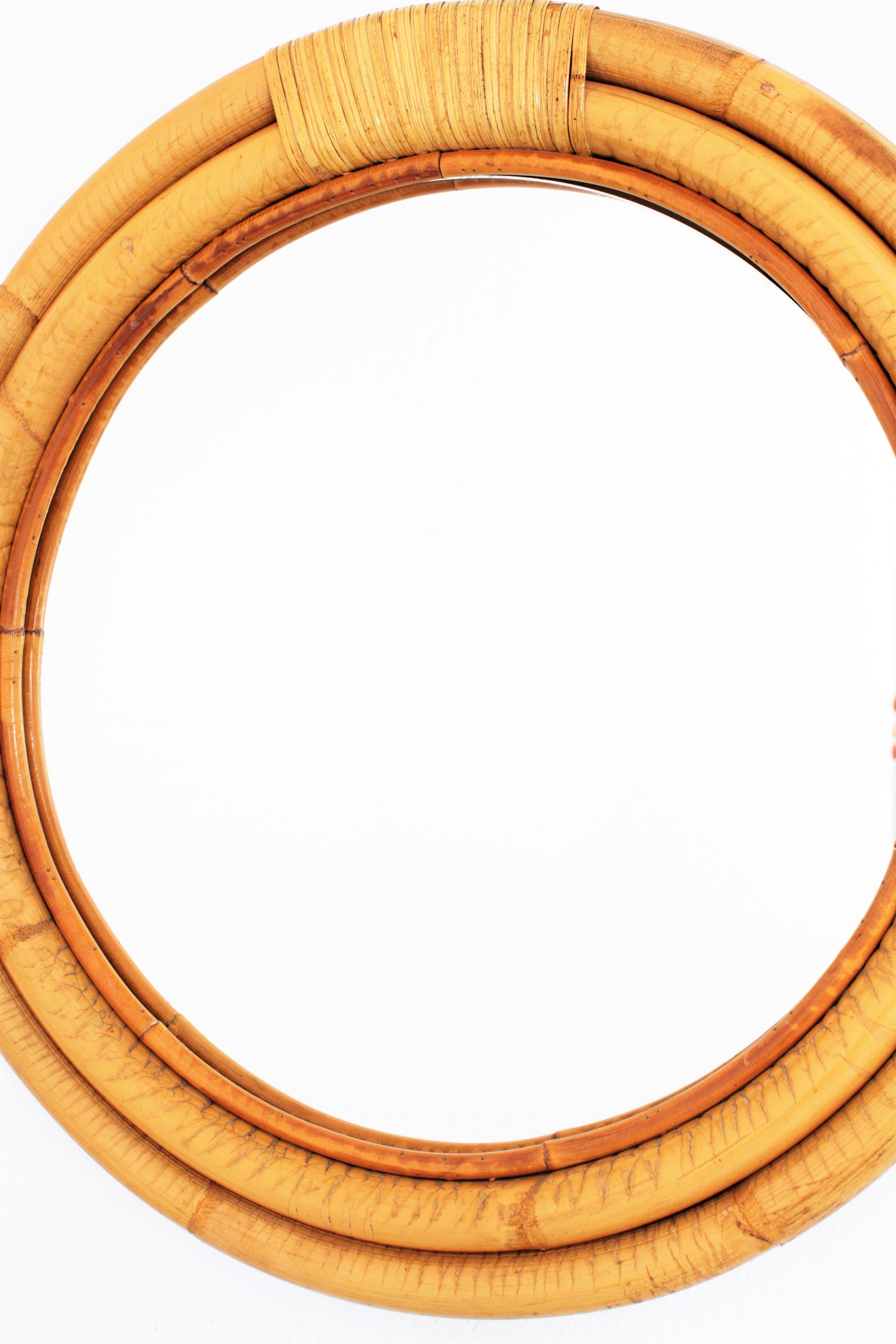 round bamboo mirror