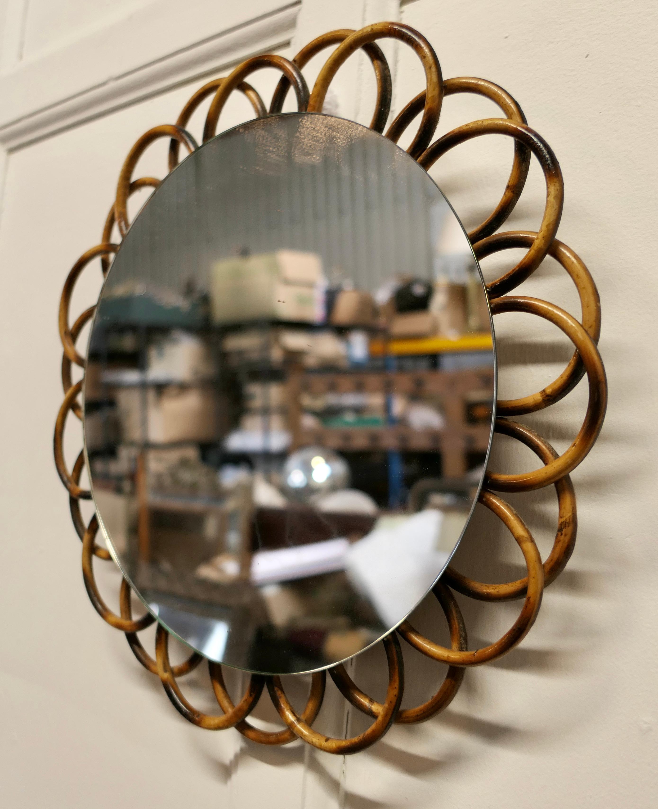 Round Bamboo Wall Mirror    This is an attractive Mirror  For Sale 1