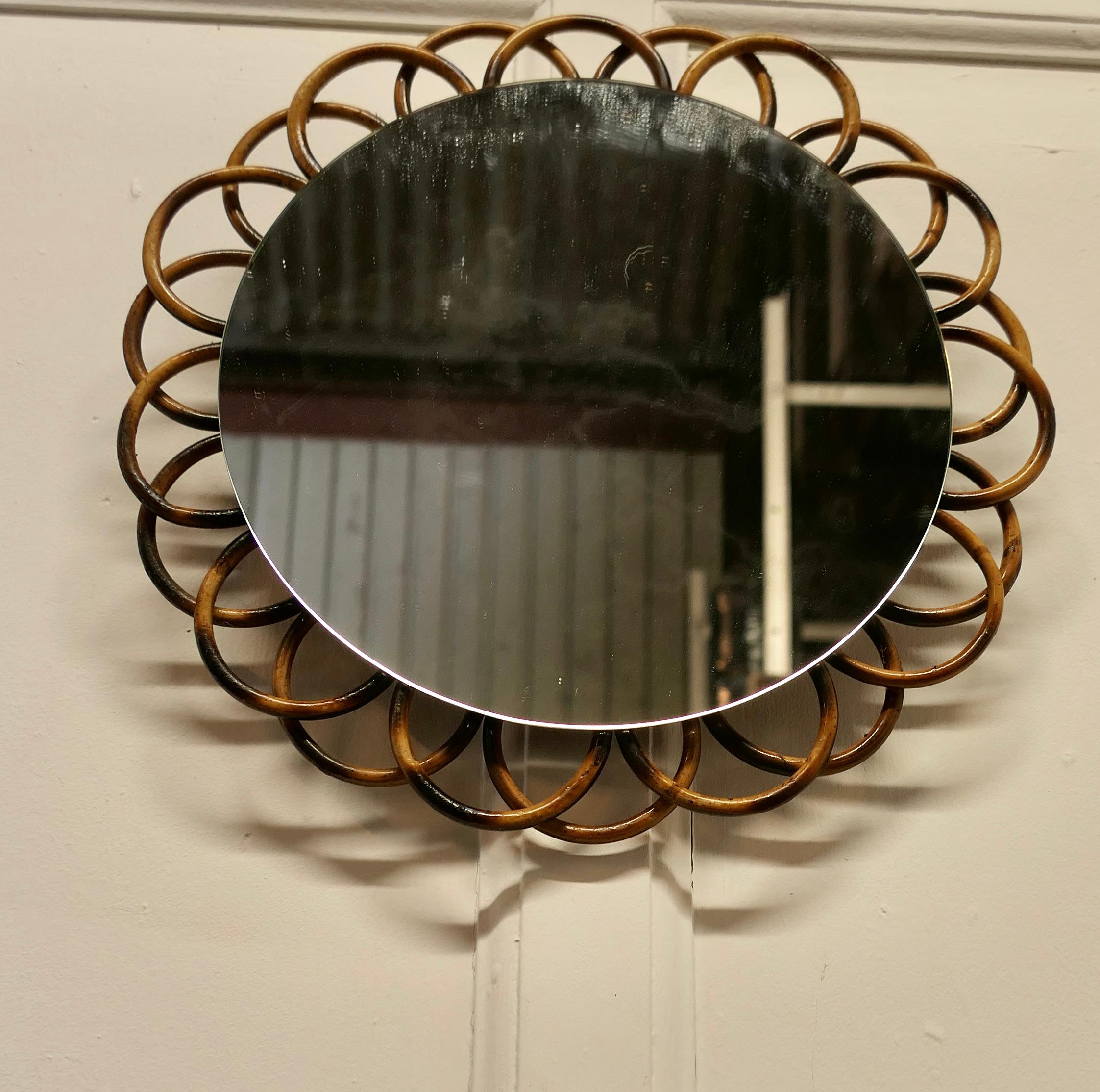 Round Bamboo Wall Mirror    This is an attractive Mirror  For Sale 2