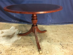 Round Banded Mahogany Georgian Style Accent Foyer Table by Leighton Hall