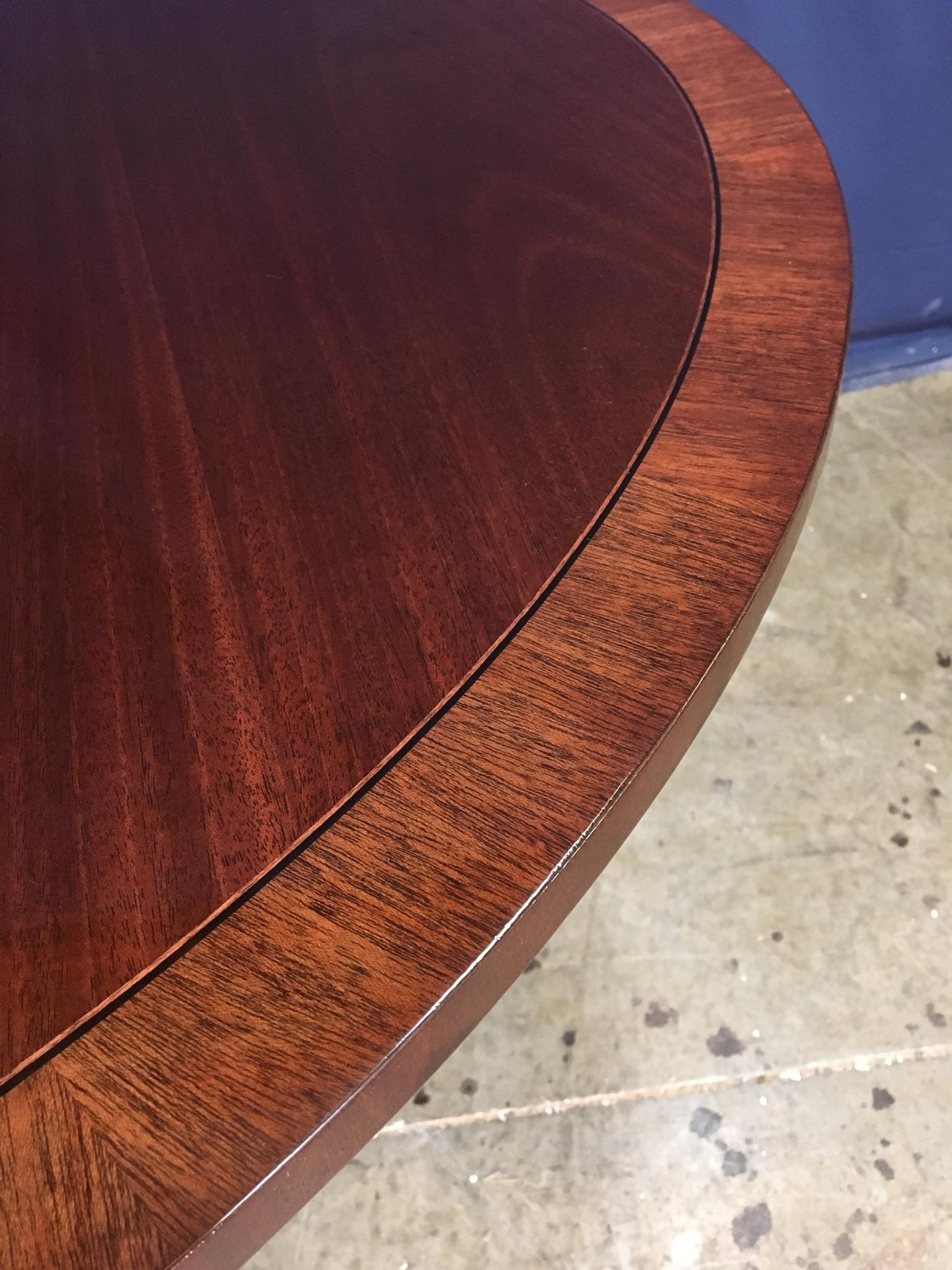 Round Banded Mahogany Georgian Style Accent Foyer Table by Leighton Hall 3