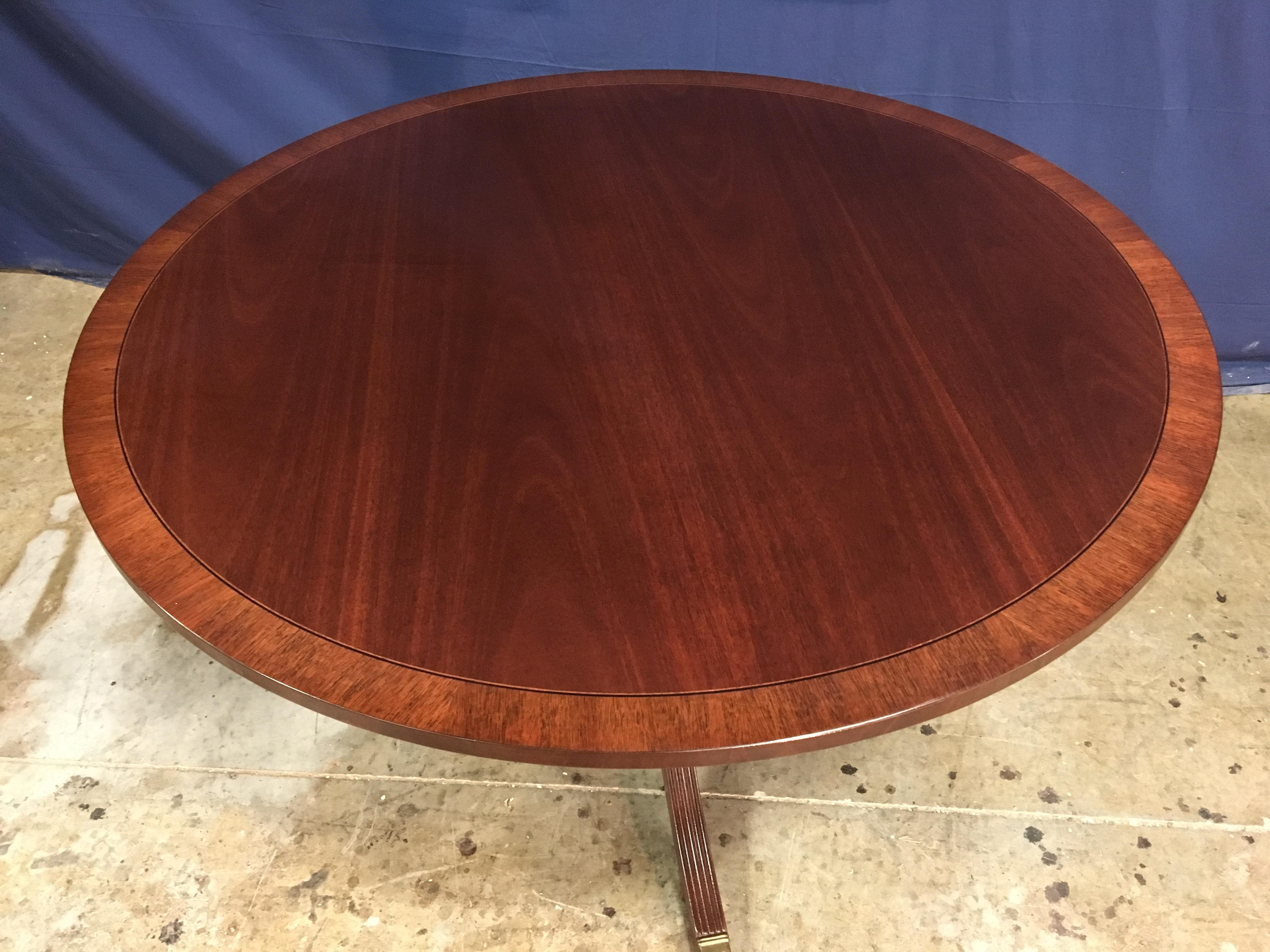 American Round Banded 48 inch Mahogany Georgian Style Accent Foyer Table by Leighton Hall