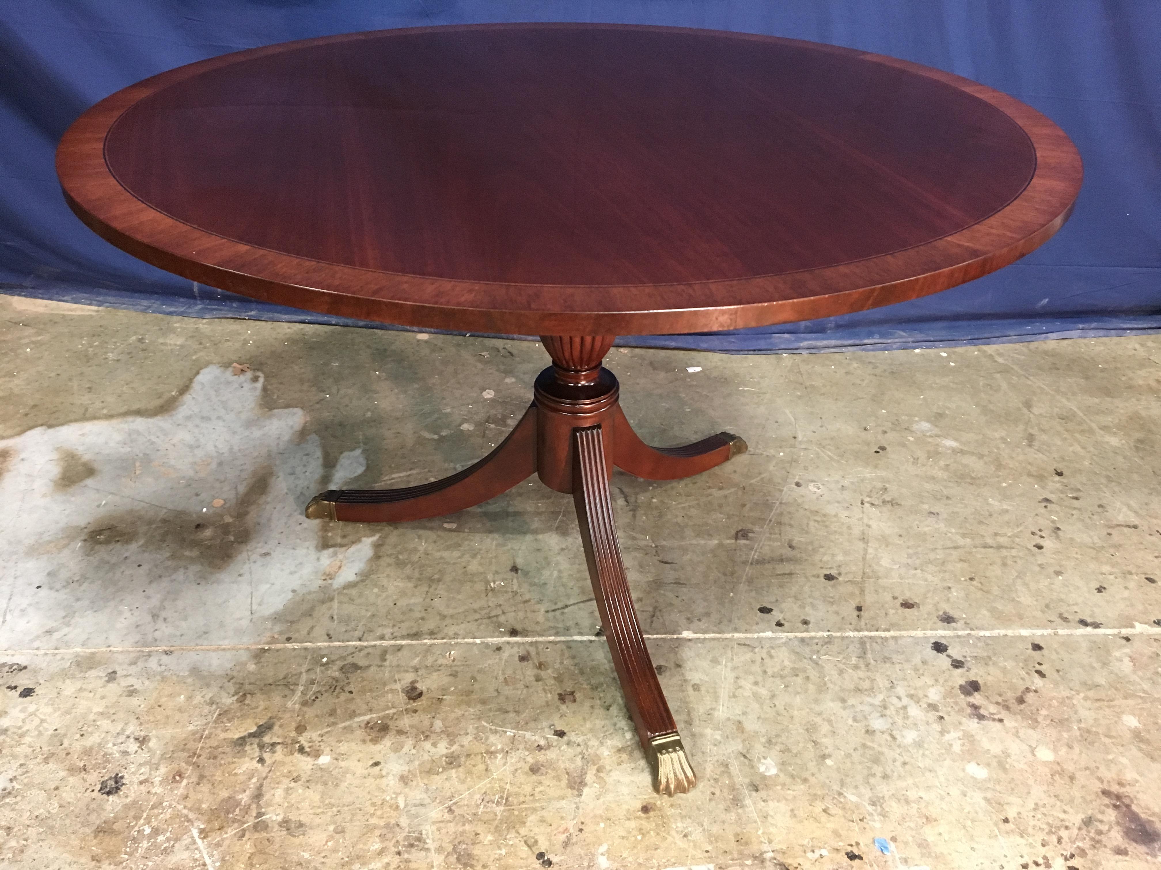 Round Banded 48 inch Mahogany Georgian Style Accent Foyer Table by Leighton Hall In New Condition In Suwanee, GA