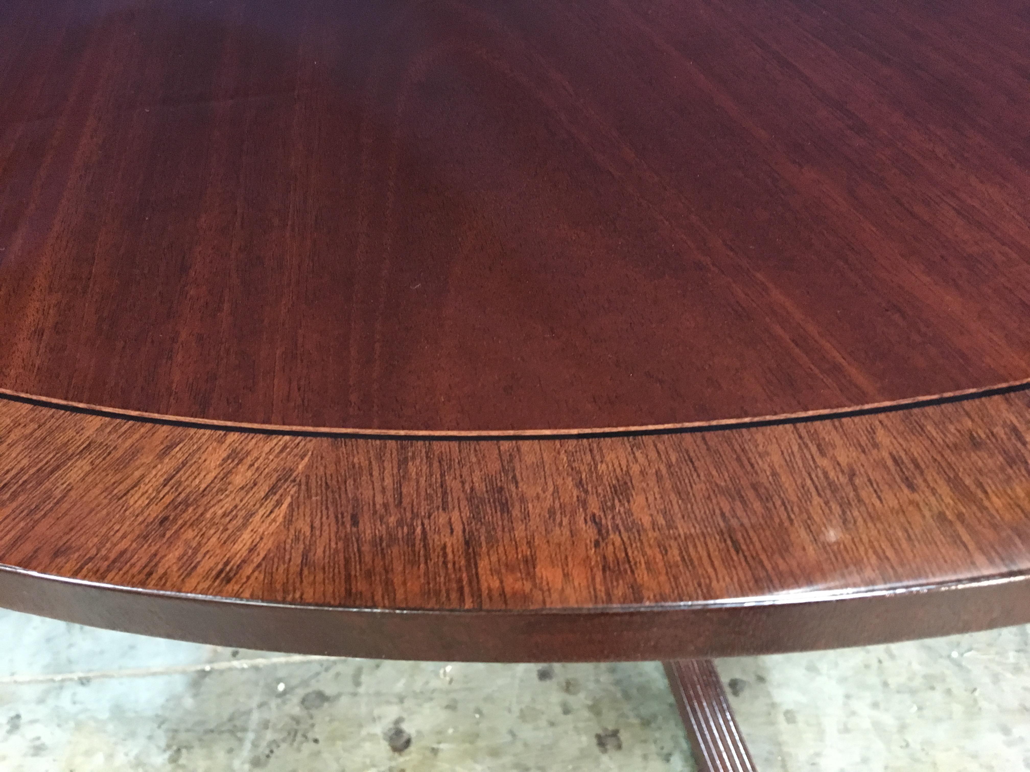 Round Banded Mahogany Georgian Style Accent Foyer Table by Leighton Hall In New Condition In Suwanee, GA