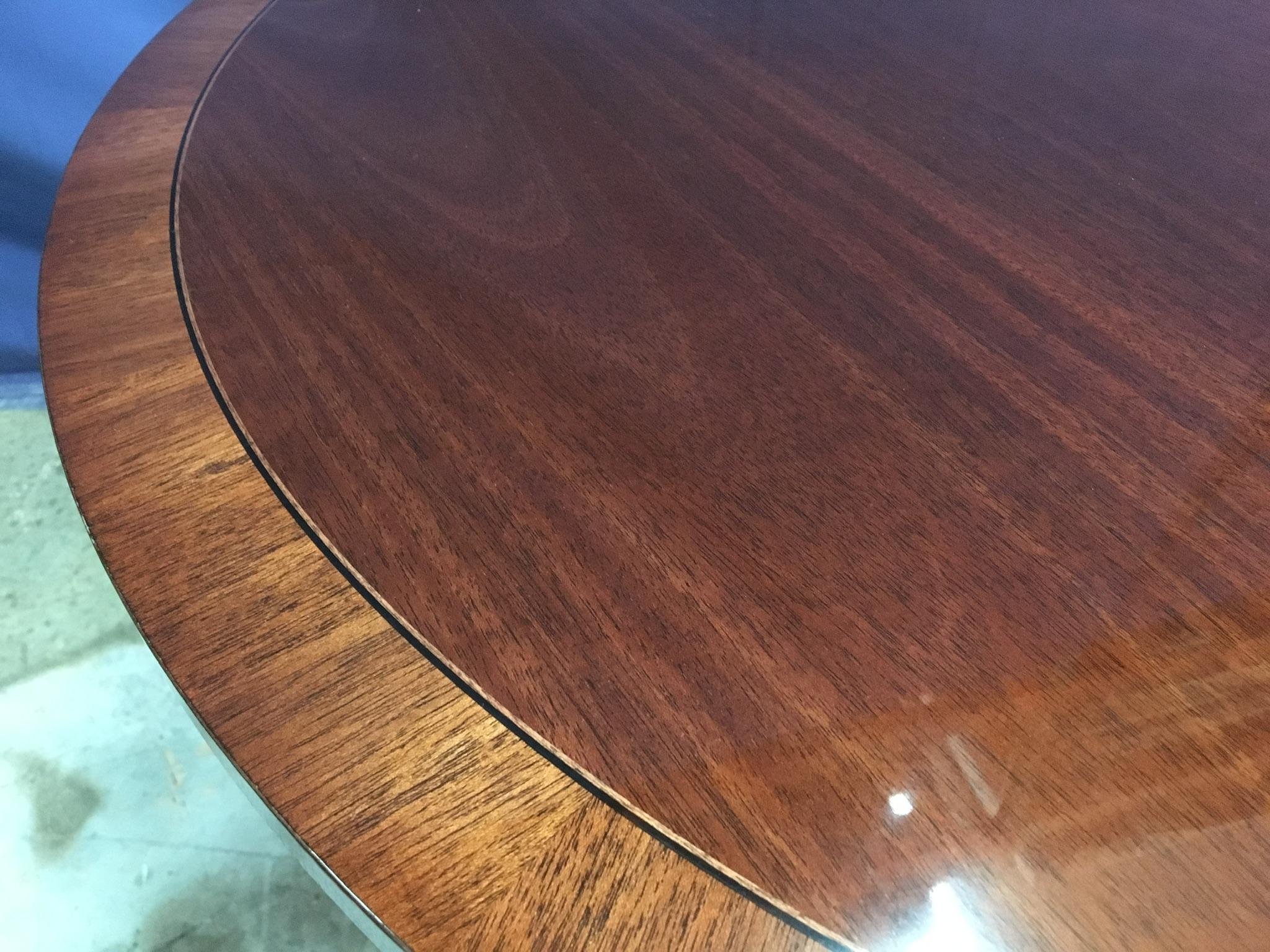 Contemporary Round Banded Mahogany Georgian Style Accent Foyer Table by Leighton Hall