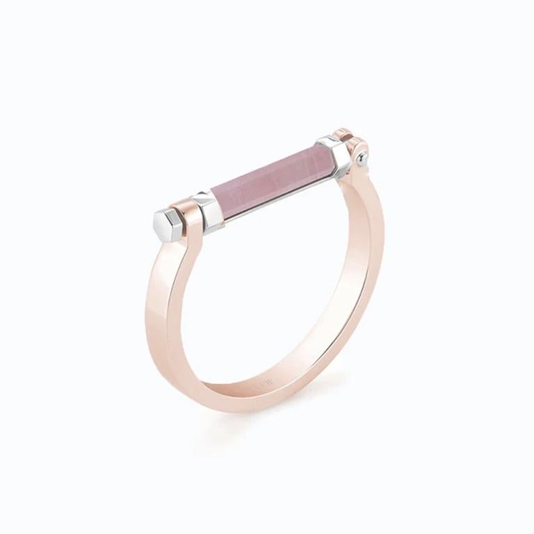 Contemporain Bracelet rond rose et argent sterling, quartz rose en vente