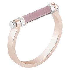 Round Bar Bracelet, pink and sterling silver, Rose Quartz