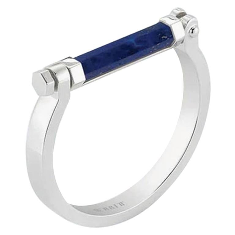 Round Bar Bracelet, Sliver, Lapis  For Sale