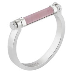 Bracelet bar rond en argent sterling et quartz rose