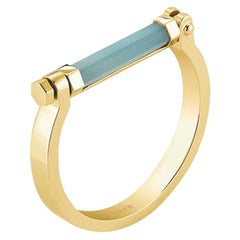 Bracelet bar rond en argent jaune et amazonite