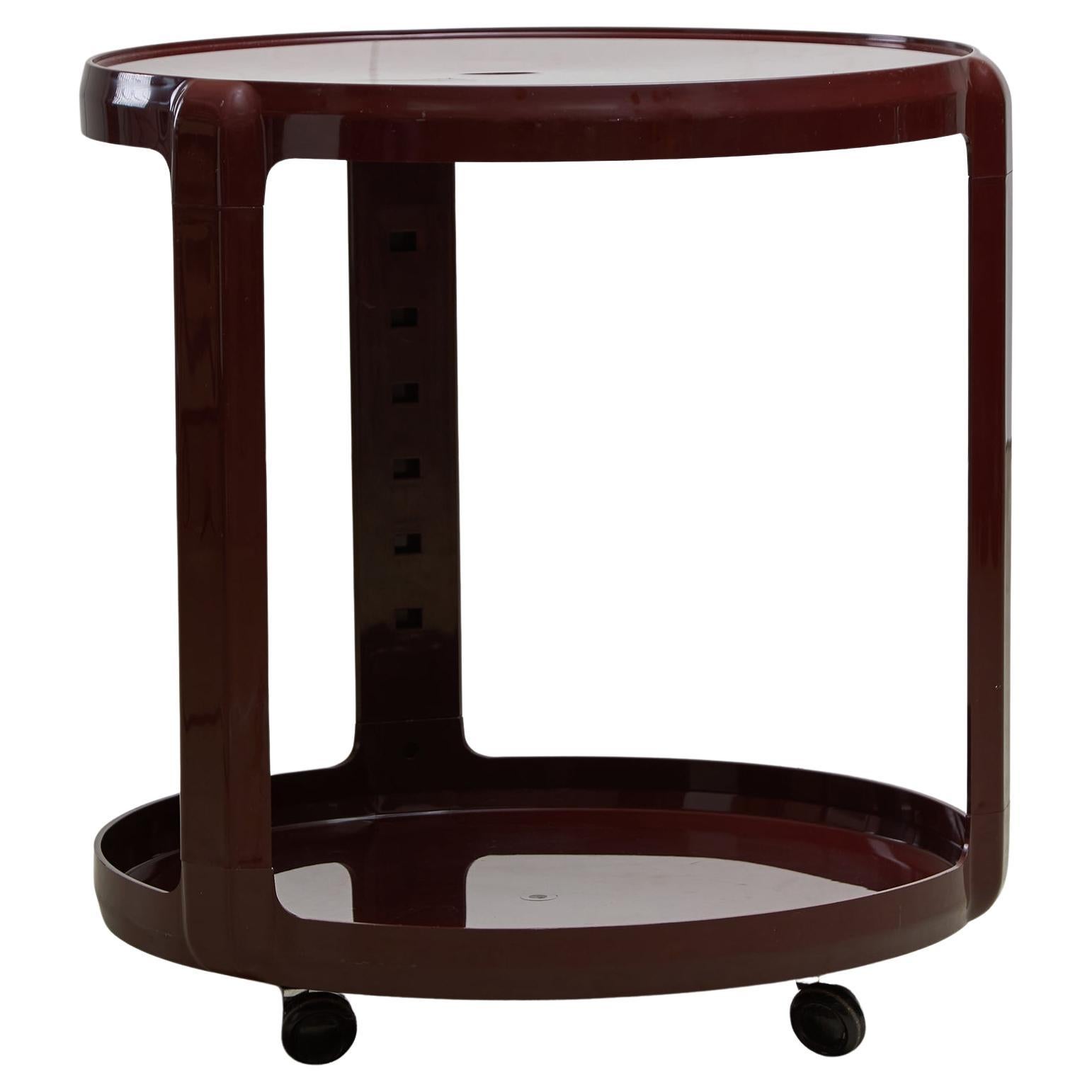 Carrito Redondo de Bar y Servicio en Borgoña, por Alberto Rosselli para Kartell, 1970s en venta