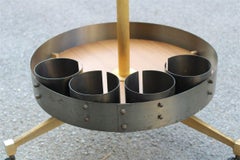 Round Bar Trolley in Brass Curved Steel Italian Midcentury Design