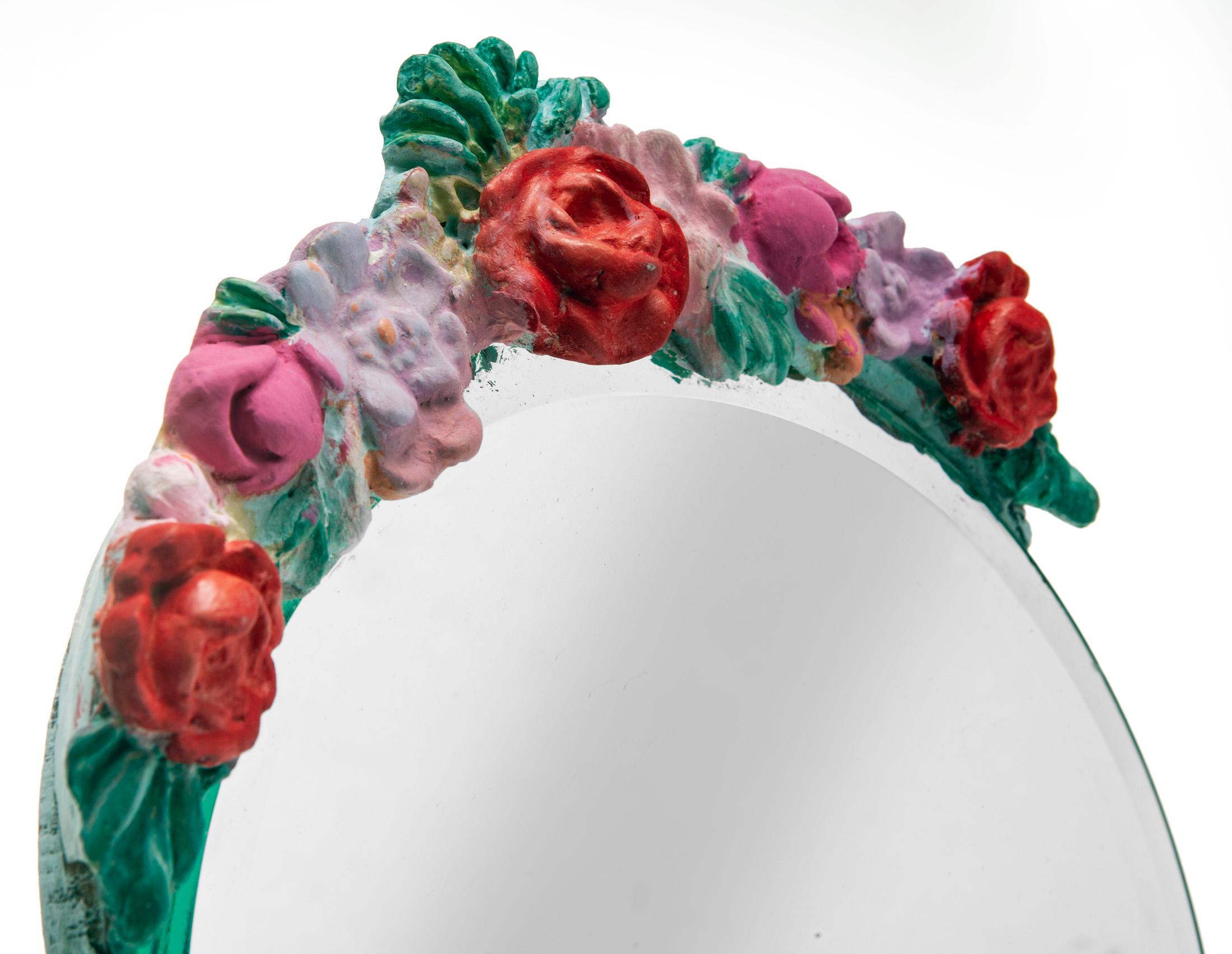 Runde Barbola Floral Tisch Staffelei mit abgeschrägtem Spiegel  im Angebot 1