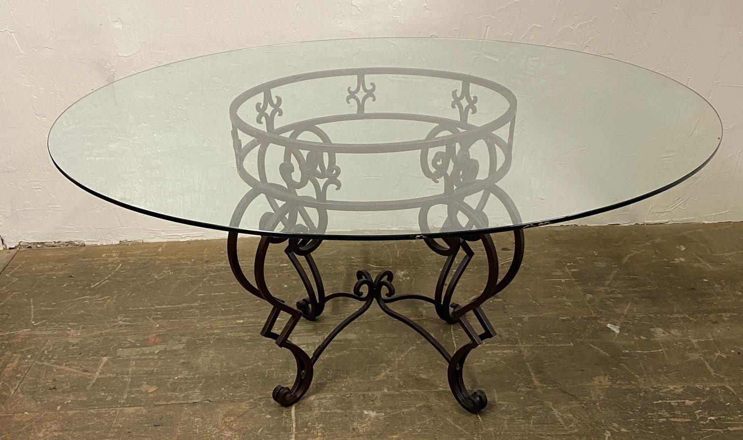 wrought iron dining table base only