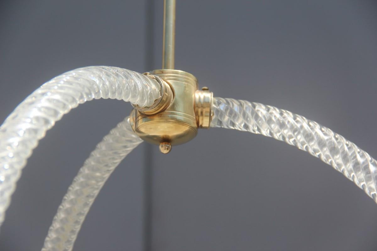 Round Barovier Ceiling Lamp Lantern Murano Art Glass Midcentury Italian Design  4