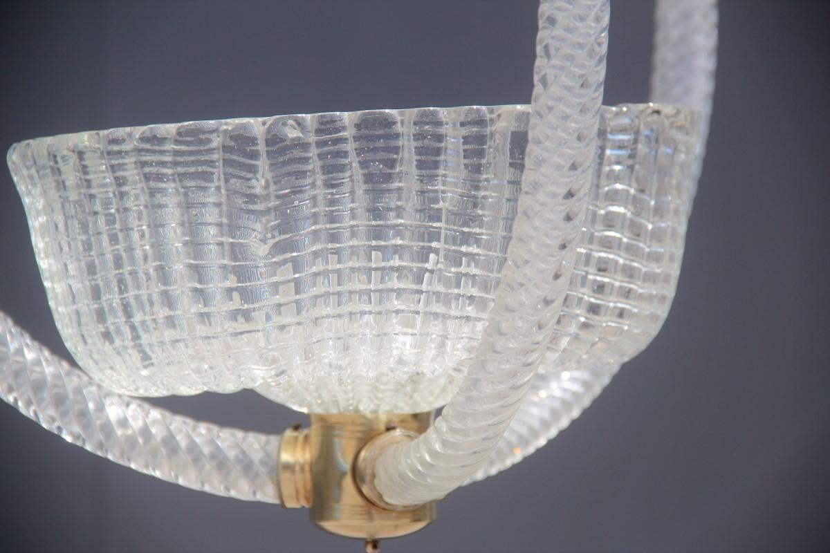 Round Barovier Ceiling Lamp Lantern Murano Art Glass Midcentury Italian Design  6