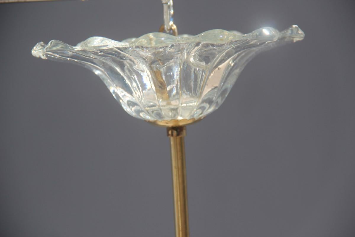 Mid-20th Century Round Barovier Ceiling Lamp Lantern Murano Art Glass Midcentury Italian Design 