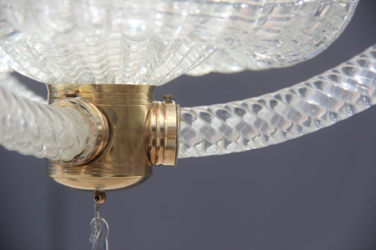 Round Barovier Ceiling Lamp Lantern Murano Art Glass Midcentury Italian Design  2