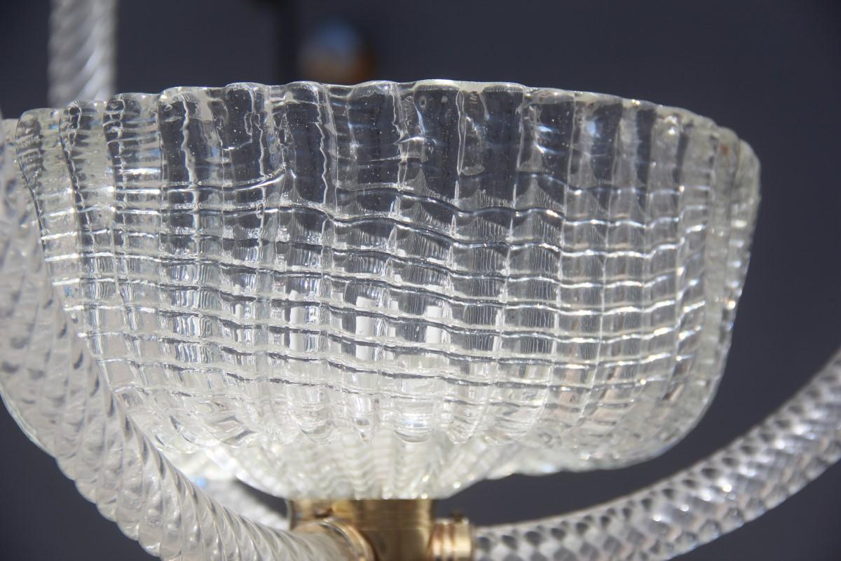 Round Barovier Ceiling Lamp Lantern Murano Art Glass Midcentury Italian Design  3