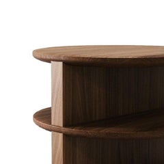 Round Bed Side Table Crafted From Solid Wood With Three Storage Levels
