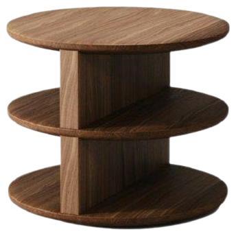 Round Bed Side Table  Crafted From Solid Wood With Three Storage Levels For Sale