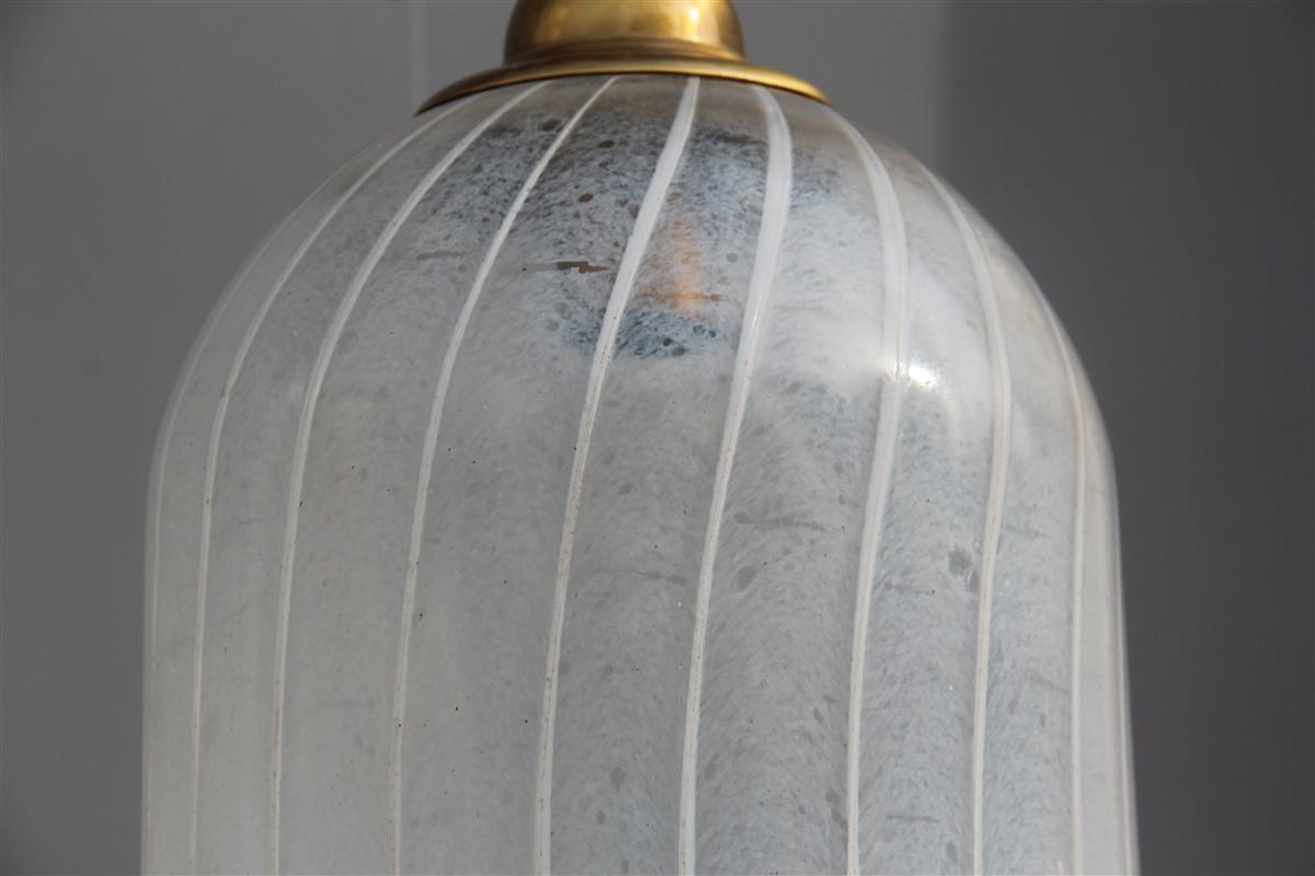 Round Bell Ceiling Lamp Vistosi Murrina Murano 1960 Brass Satin Heavenly White In Good Condition For Sale In Palermo, Sicily