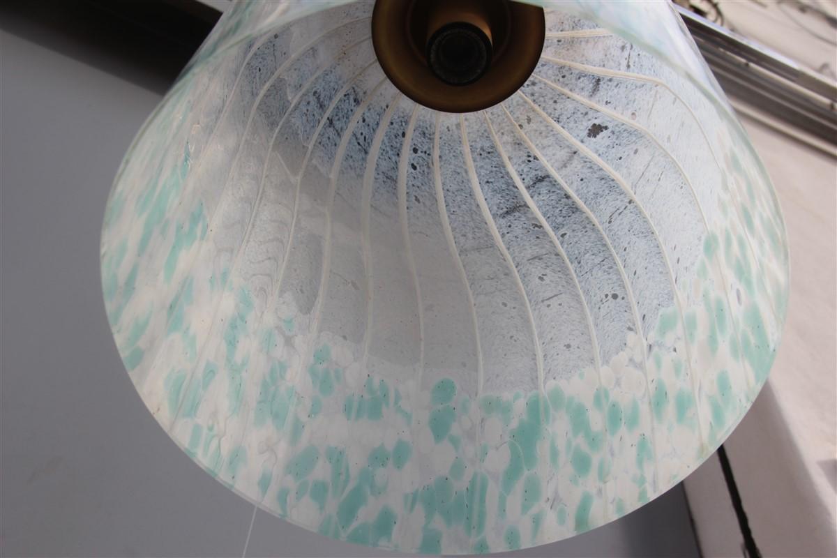 Murano Glass Round Bell Ceiling Lamp Vistosi Murrina Murano 1960 Brass Satin Heavenly White For Sale