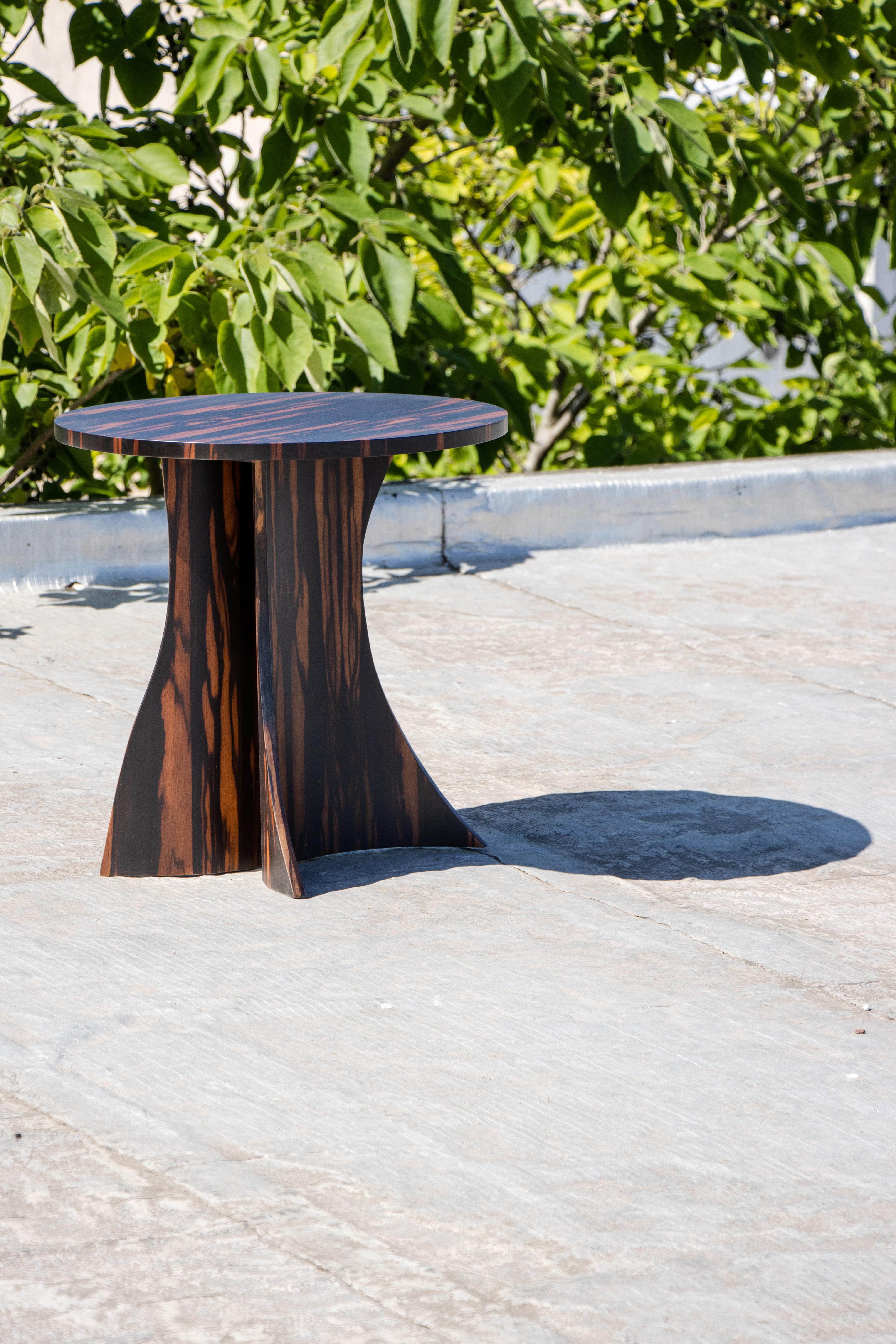 Round Bentwood Macassar Ebony Side Table from Costantini, Andino, In Stock For Sale 3