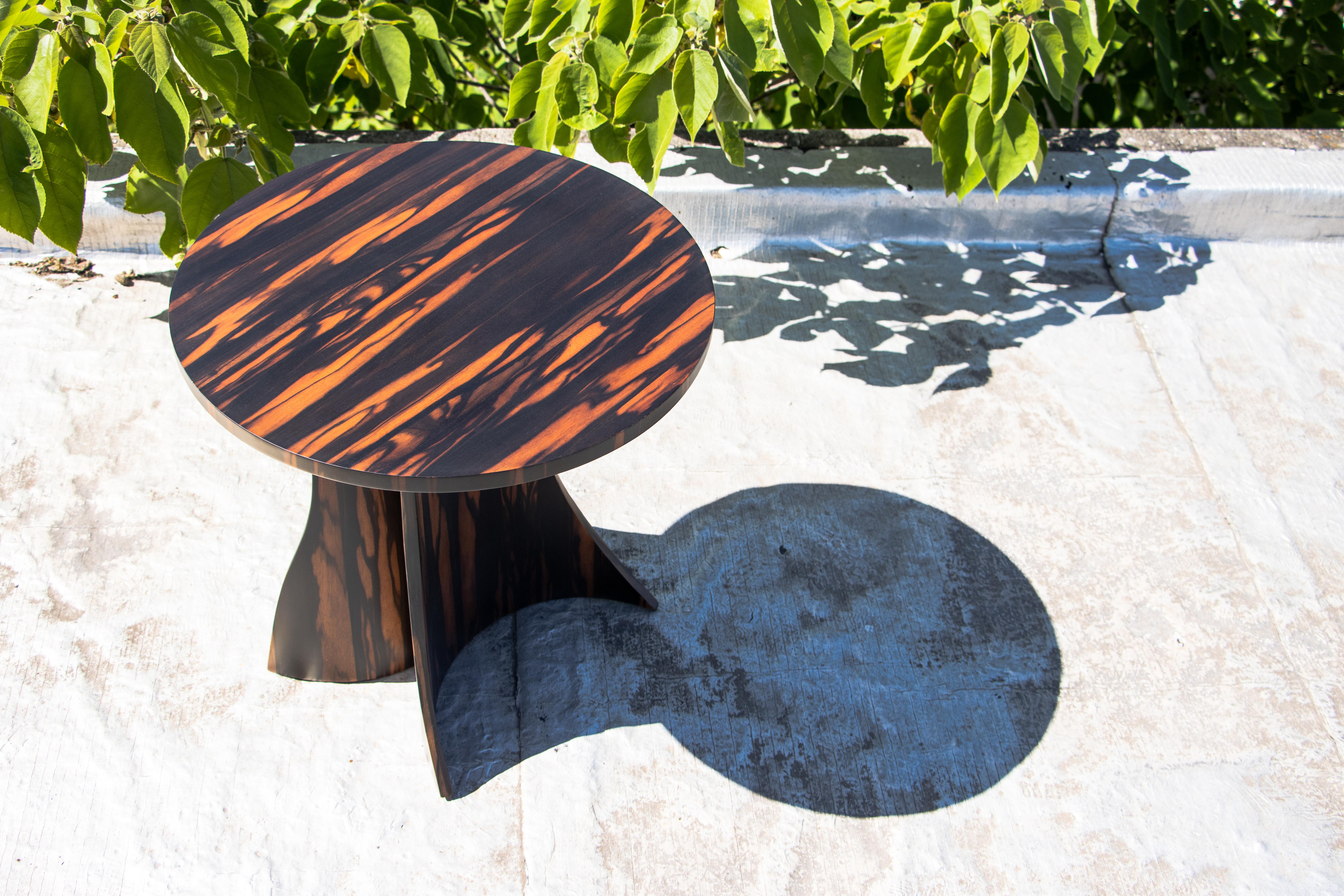 Round Bentwood Macassar Ebony Side Table from Costantini, Andino, In Stock For Sale 4