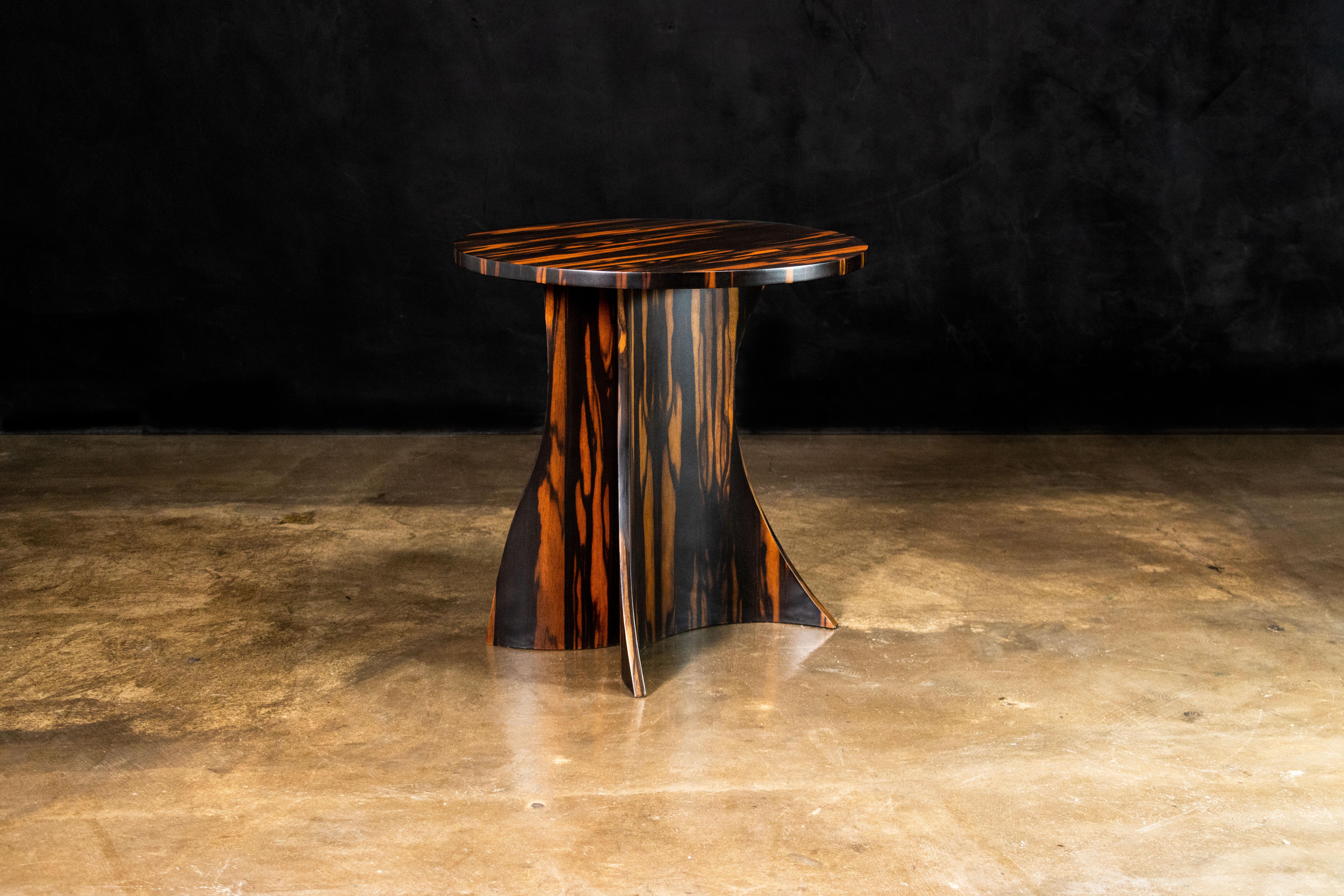 Modern Round Bentwood Macassar Ebony Side Table from Costantini, Andino, In Stock For Sale