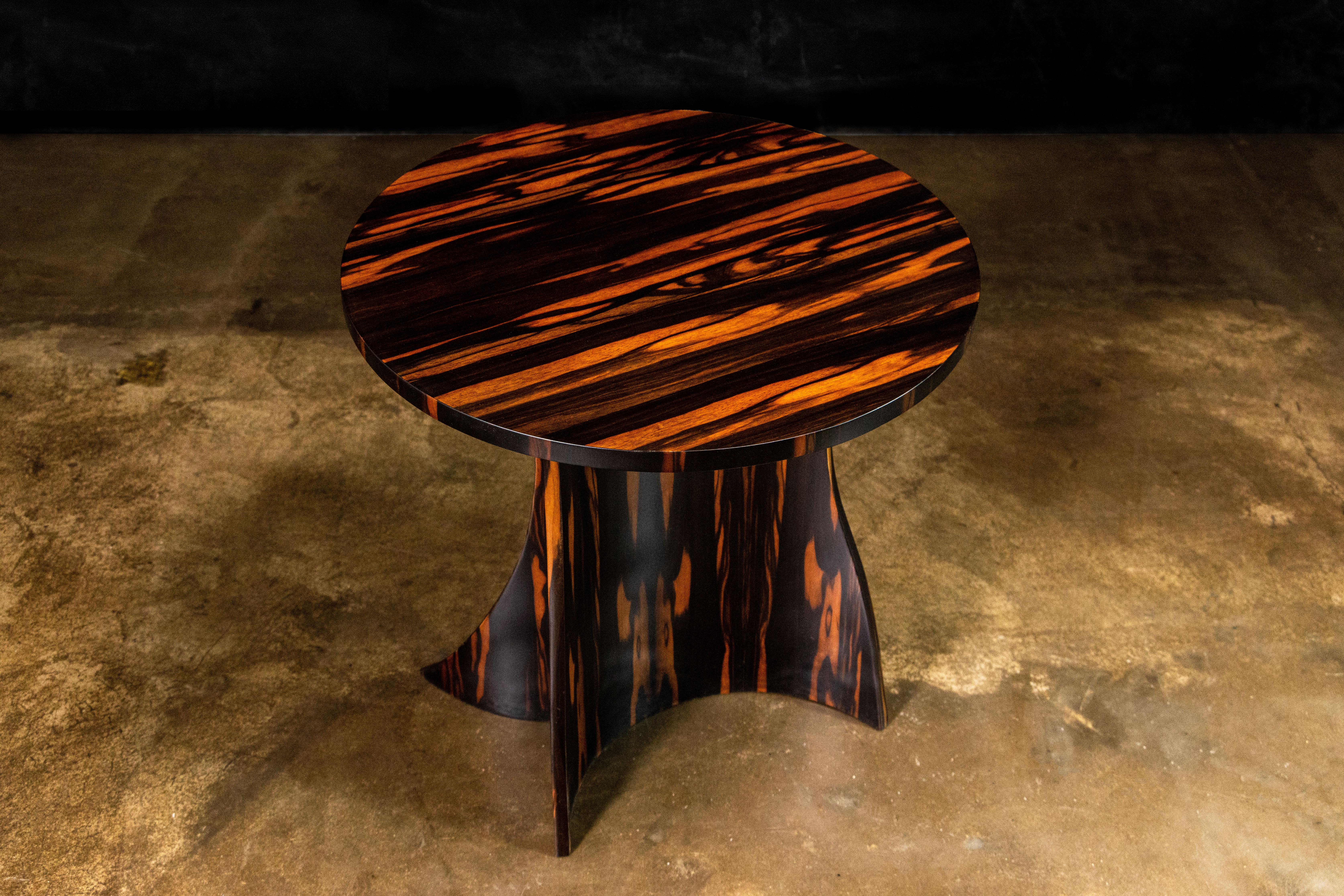 Woodwork Round Bentwood Macassar Ebony Side Table from Costantini, Andino, In Stock For Sale