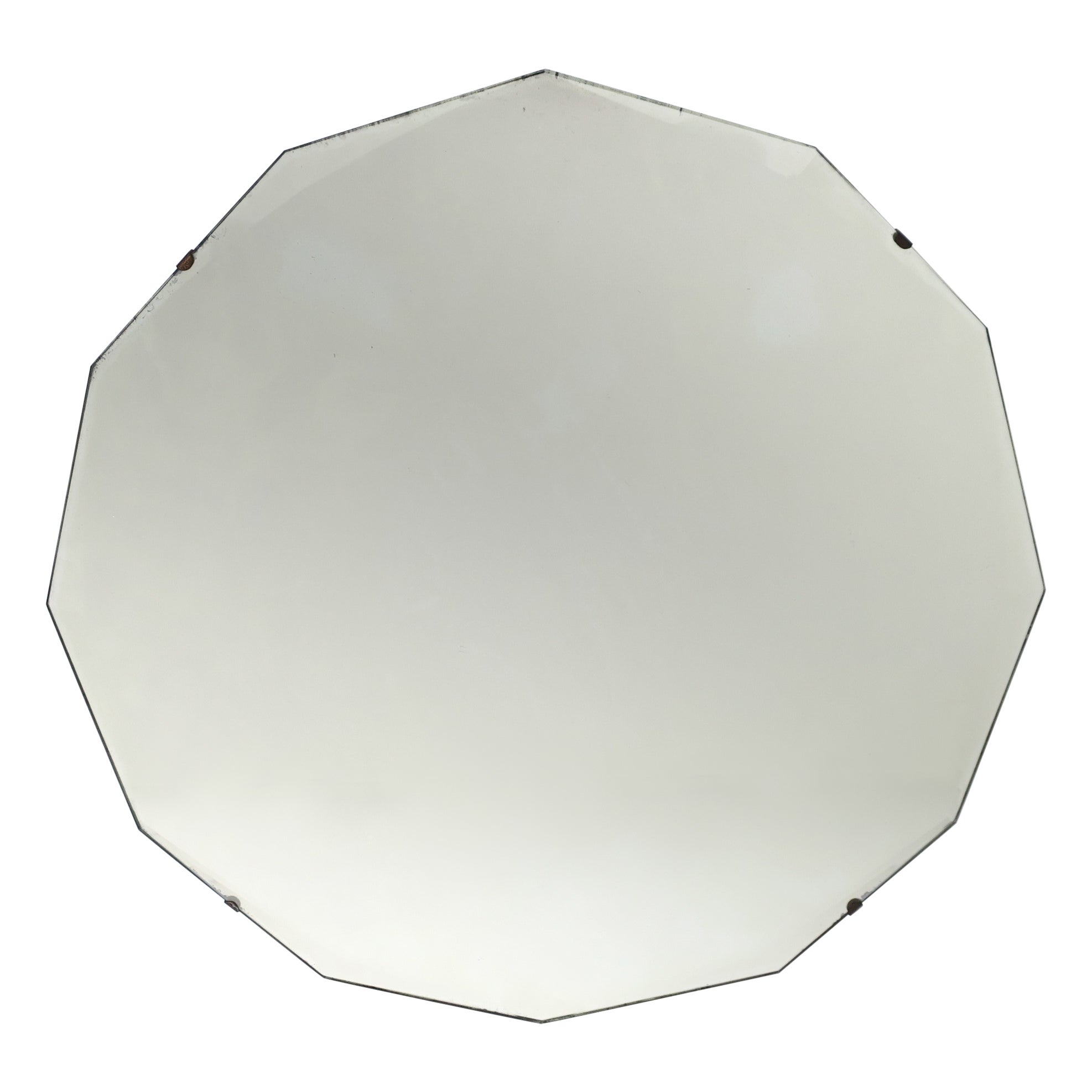 Round Beveled Glass Wall Mirror Hollywood Regency Style, circa 1940s