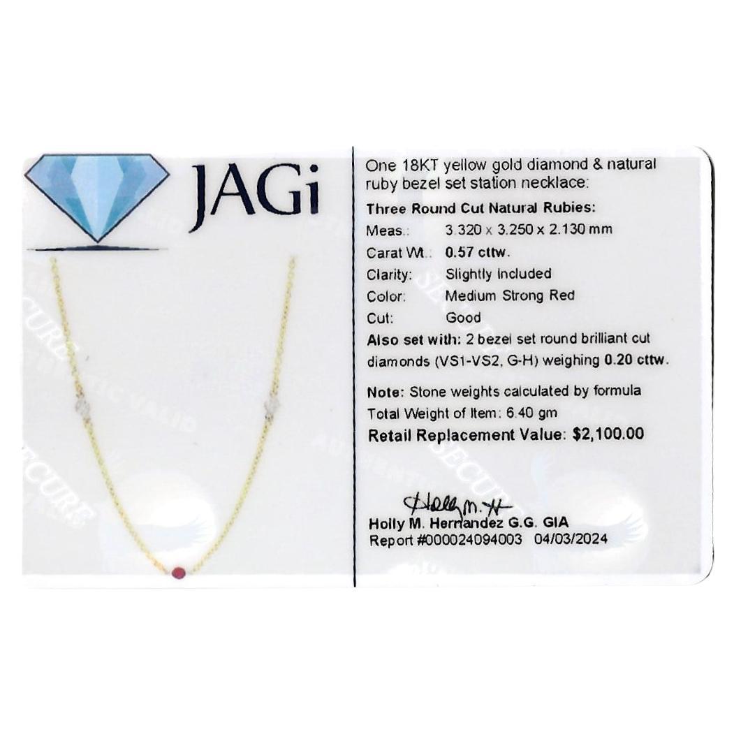 Halskette aus 18 Karat Gelbgold mit runden Diamanten und Rubinen in Lünettenfassung im Angebot 5