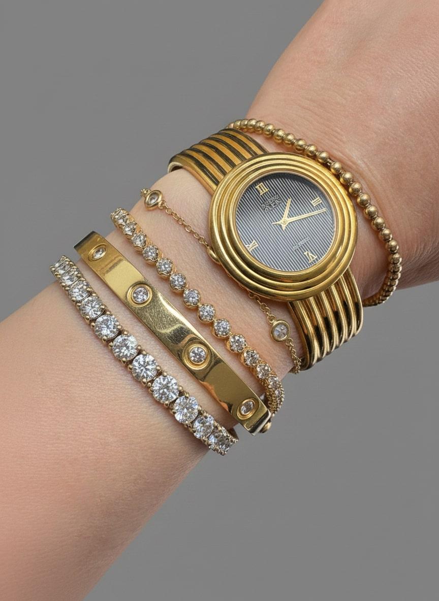 Taglio rotondo Bracciale da tennis dritto in oro 14K (richiesta 18k) con diamante naturale incastonato a cesto rotondo in vendita