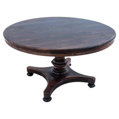 Antique Round Biedermeier Rosewood Table, Northern Europe, Late 19th Century