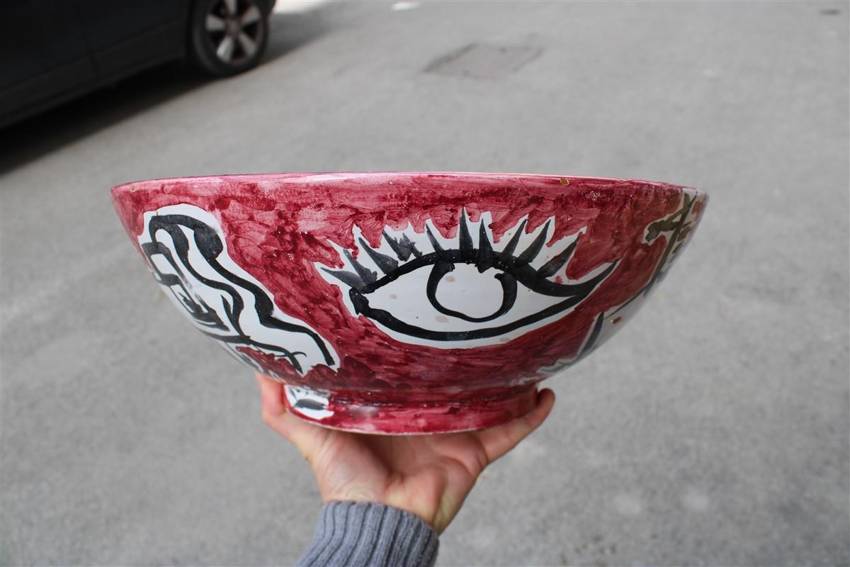 Round Big Decorative Bowls Mid-Century Italian Design Red Marino Marini Attribu For Sale 8