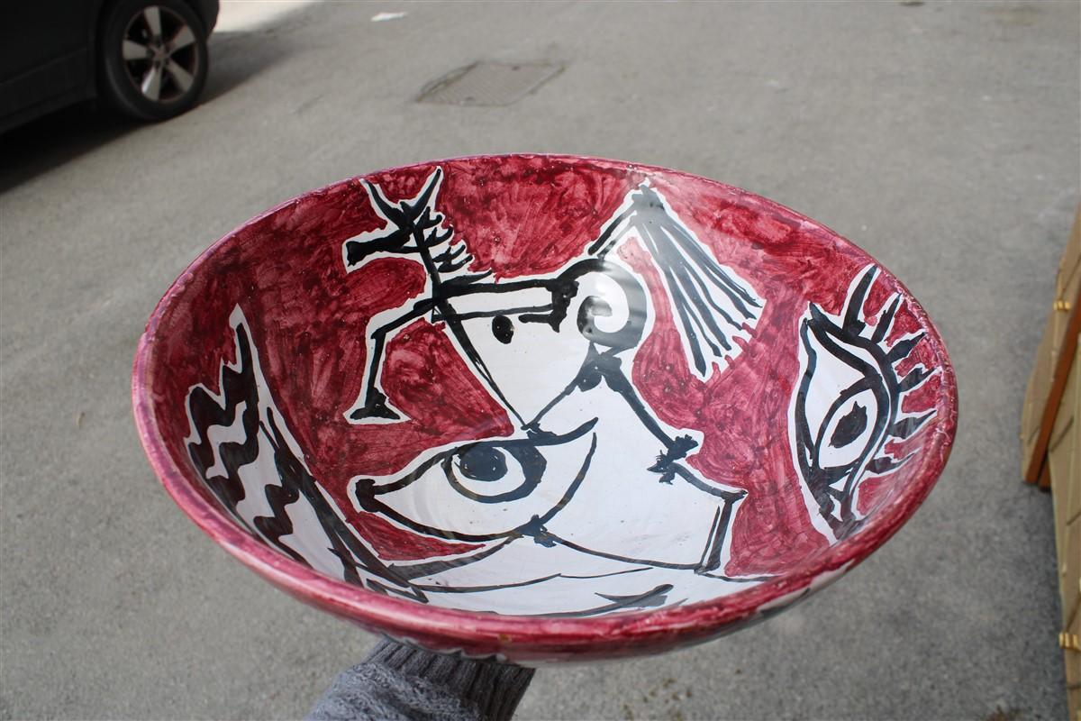 Round Big Decorative Bowls Mid-Century Italian Design Red Marino Marini Attribu For Sale 9