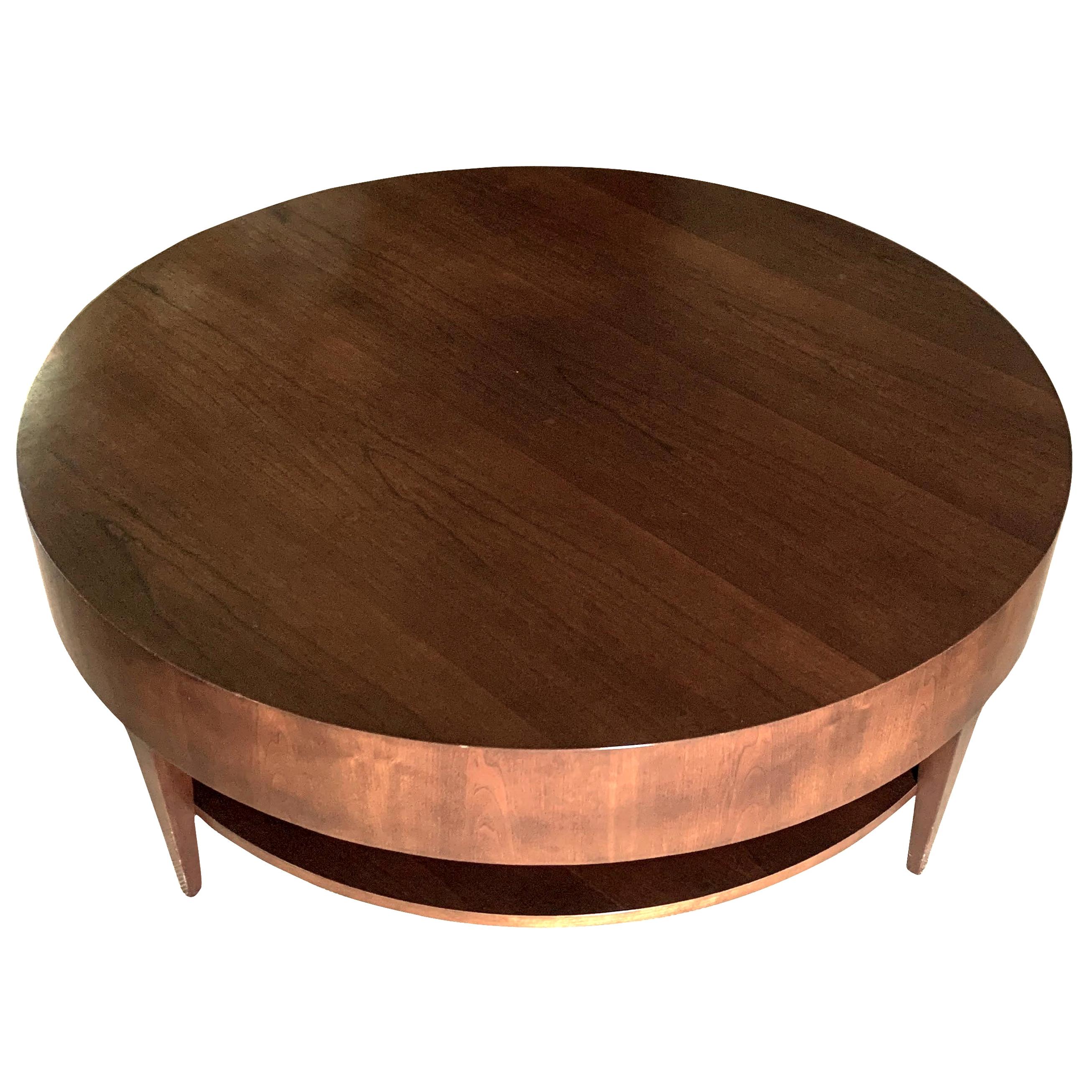 Round Birch Wood Coffee Table, United States, 1980s