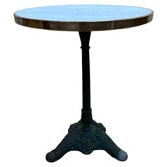 Round bistro guéridon in cast iron and marble