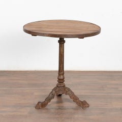 Round Bistro Table with Vintage Iron Pedestal Base, Hungary circa 1900